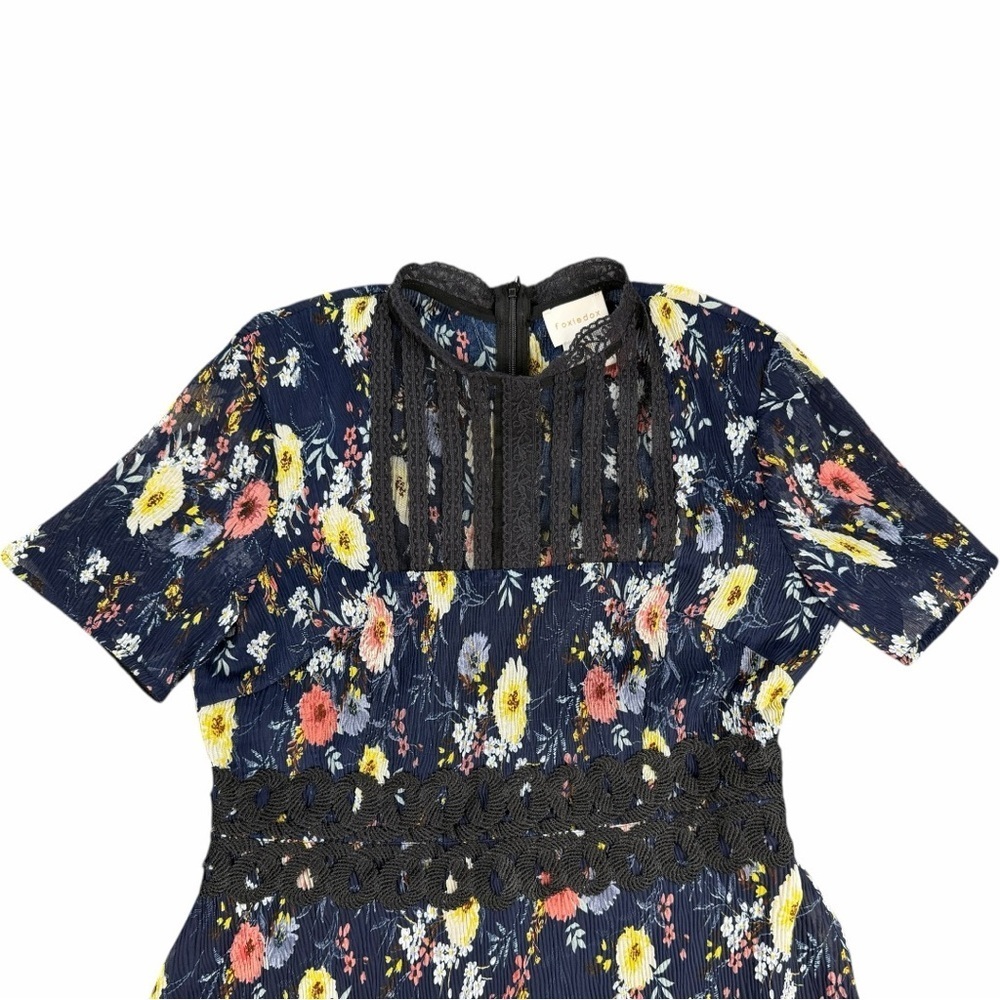 Anthropologie Foxiedox Andora Floral Mini Dress In Navy Blue Size Medium - Picture 4 of 11